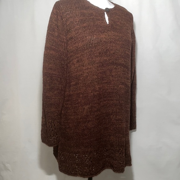 Suzen Wool Pullover Sweater with Natural Horn Button Closure Keyhole Neckline XL - Picture 2 of 8